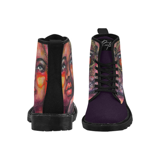 Astrid- Bottes en toile à lacets pour femmes (Noir)