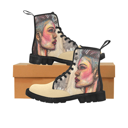 Athéna- Bottes en toile à lacets pour femmes (Noir)