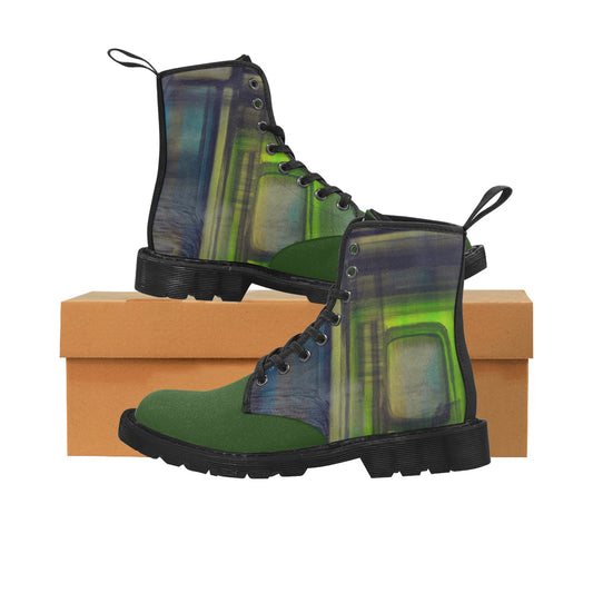 Verde Bottes à lacets en toile pour homme (Noir)