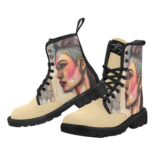 Athéna- Bottes en toile à lacets pour femmes (Noir)
