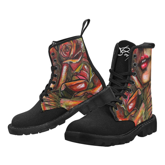Valentina Bottes en toile à lacets pour femmes (Noir)