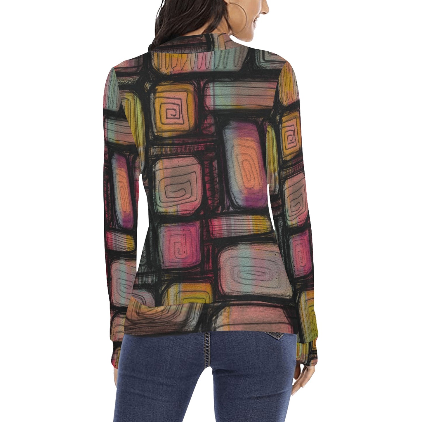 Chandail à col montant imprimé – Élégance et confort réunis 💫 RAINBOW