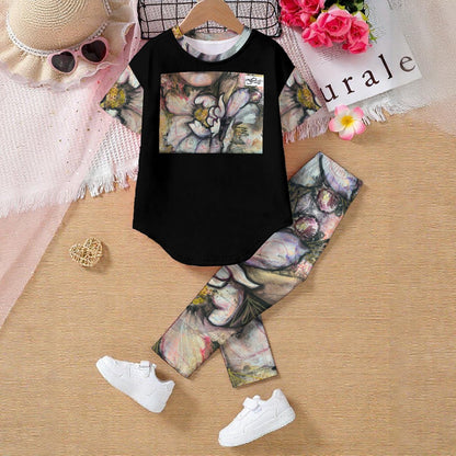 All-Over Print Kids' Casual Top and Pants Set