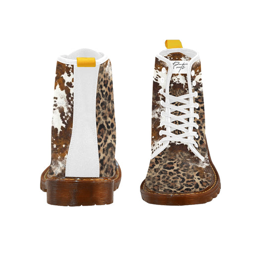 LéoCow - Bottes en toile à lacets pour Hommes (blanc)