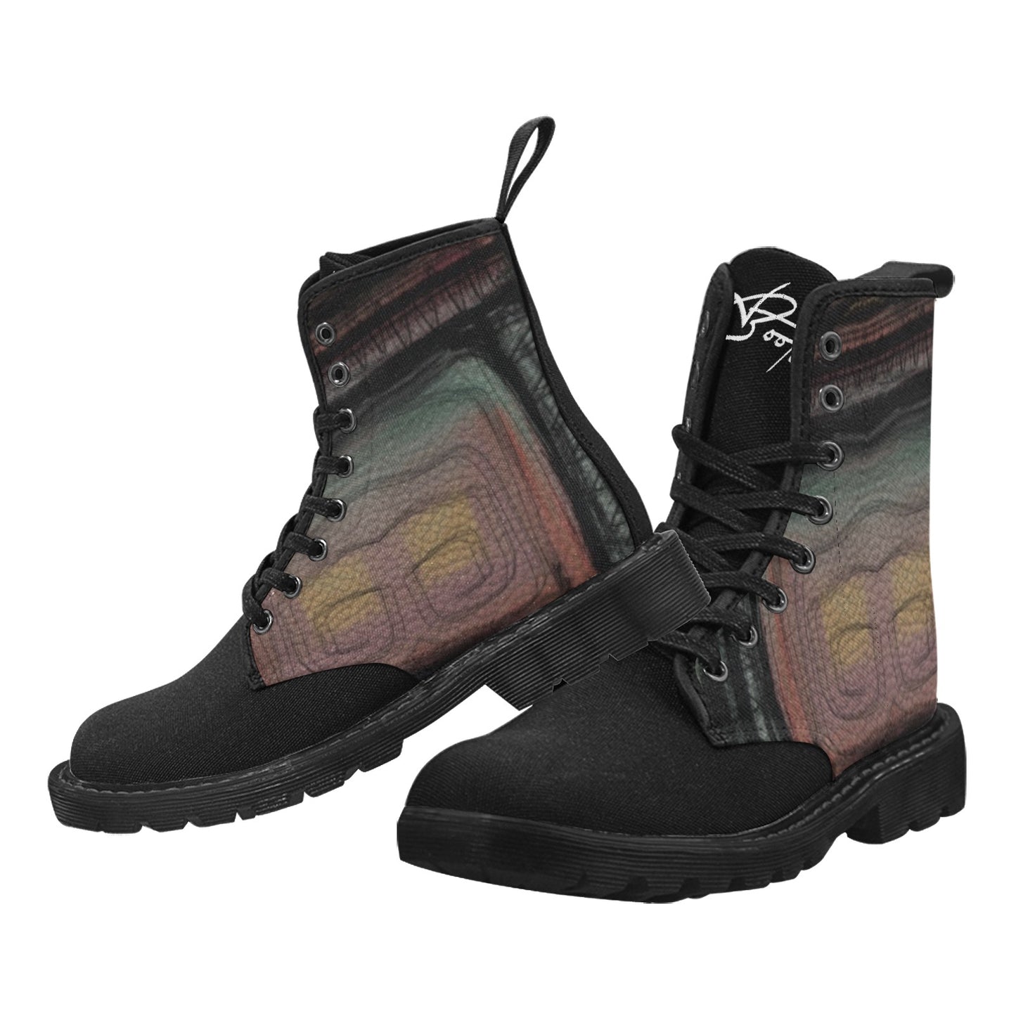 Rainbow Bottes à lacets en toile pour homme (Noir)