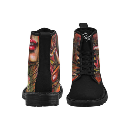 Valentina Bottes en toile à lacets pour femmes (Noir)