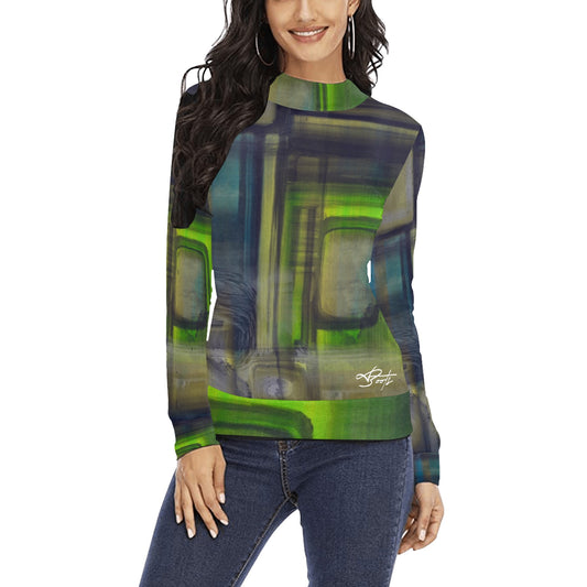 Verde pull à col femme