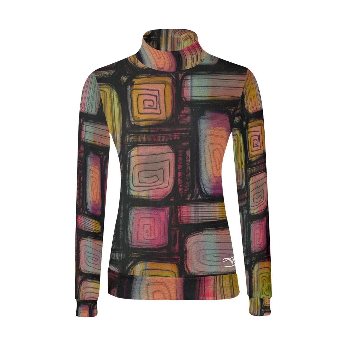 Chandail à col montant imprimé – Élégance et confort réunis 💫 RAINBOW