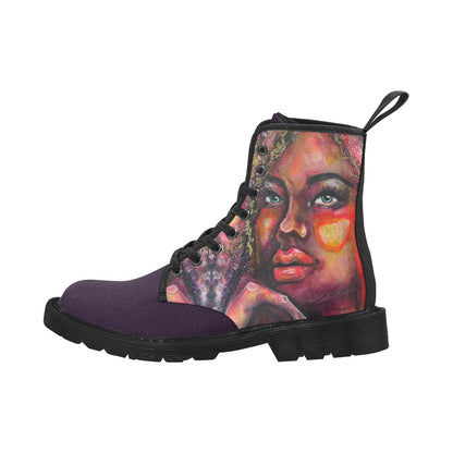 Astrid- Bottes en toile à lacets pour femmes (Noir)