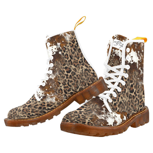 LéoCow - Bottes en toile à lacets pour Hommes (blanc)