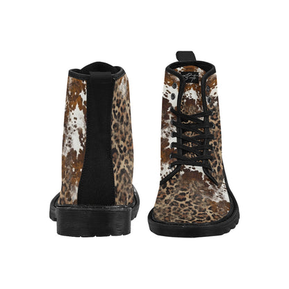 LéoCow - Bottes en toile à lacets pour Hommes (Noir)