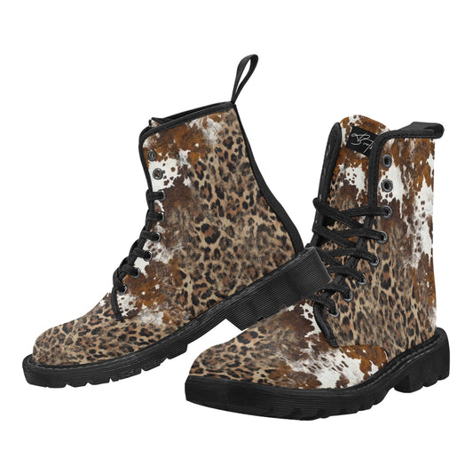 LéoCow - Bottes en toile à lacets pour Hommes (Noir)