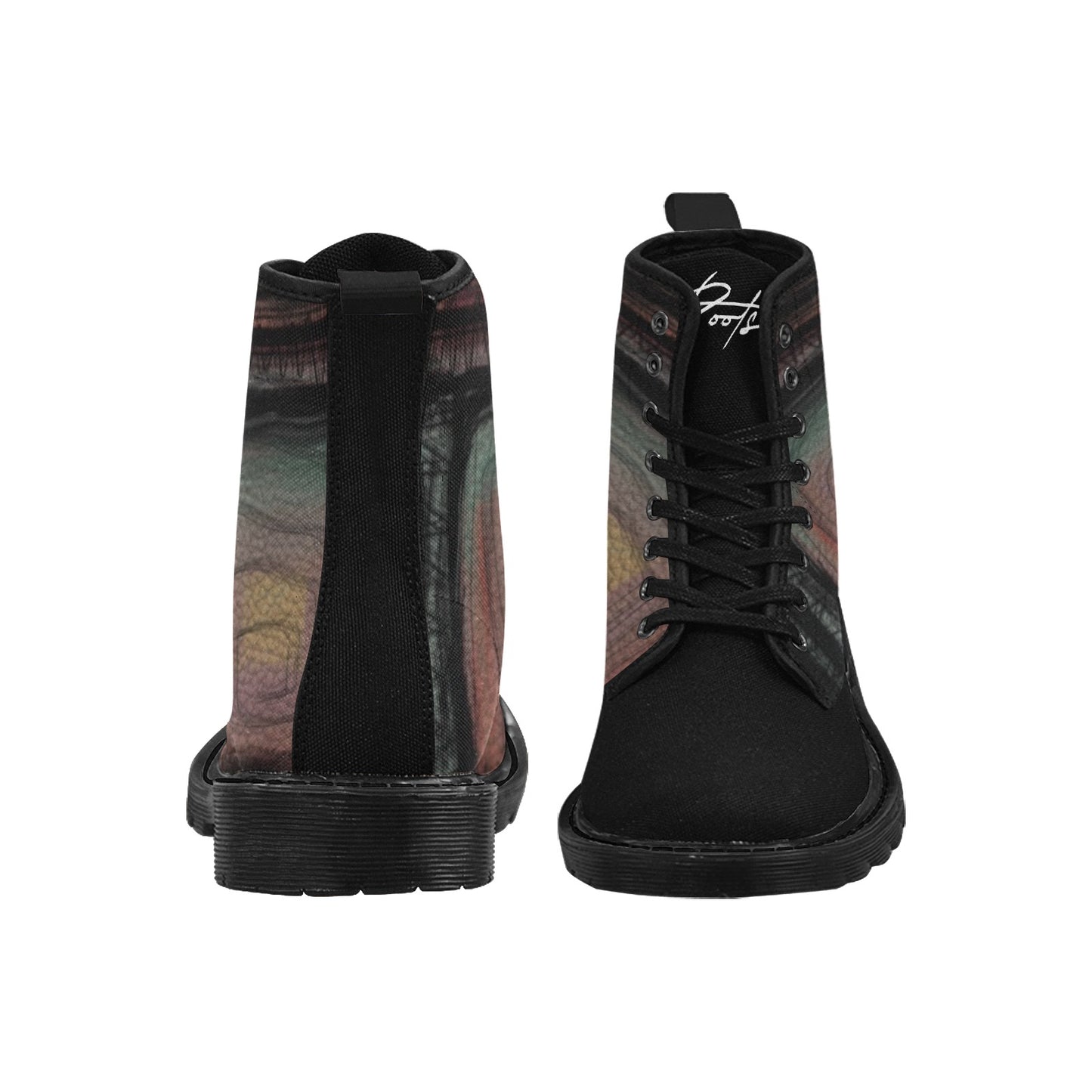 Rainbow Bottes à lacets en toile pour homme (Noir)