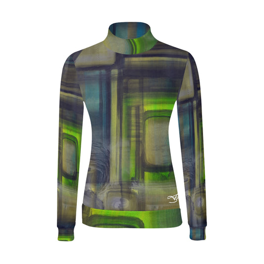 Verde pull à col femme