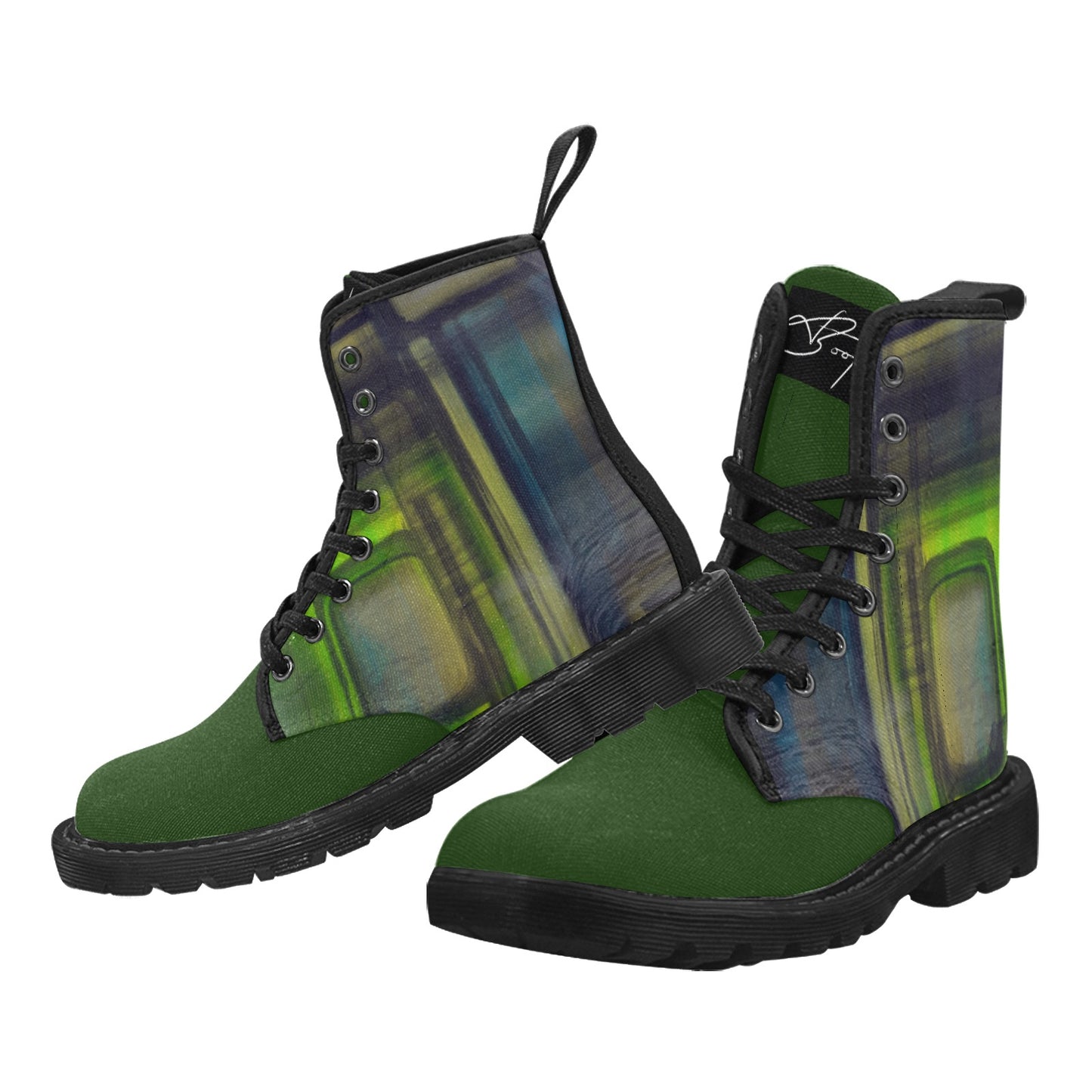 Verde Bottes à lacets en toile pour homme (Noir)