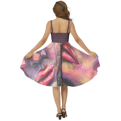 Sleeveless Square Neck Flare Hem Midi Dress